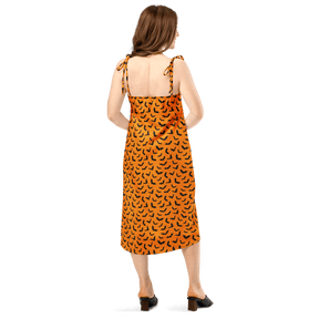 Orange Eclipse Tie Strap Midi Dress (Ready to Ship) - Goth Cloth Co.