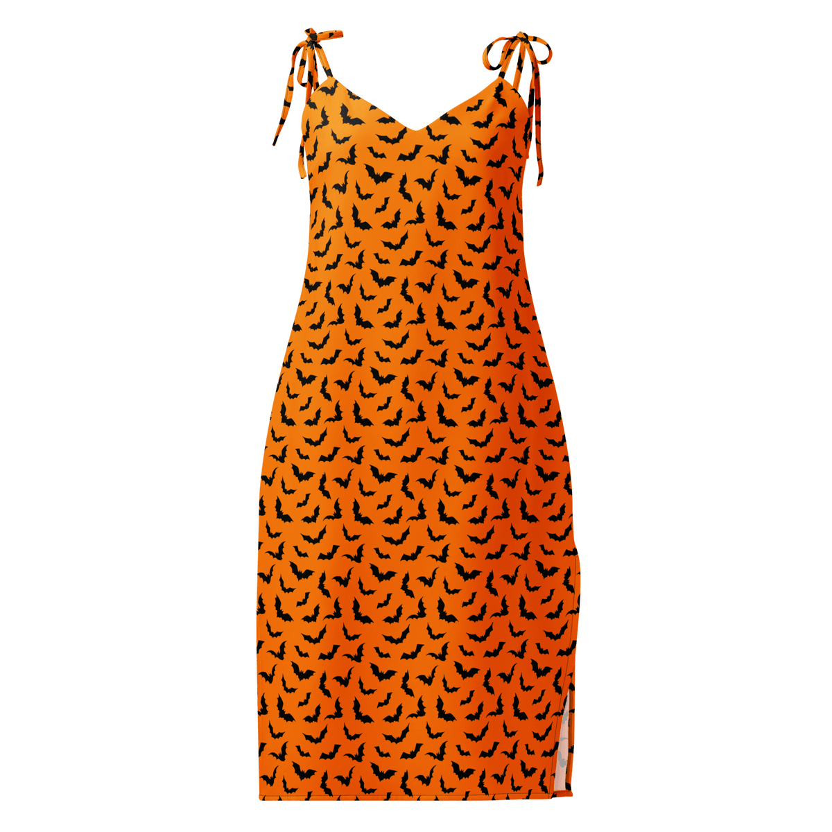 Orange Eclipse Tie Strap Midi Dress (Ready to Ship) - Goth Cloth Co.