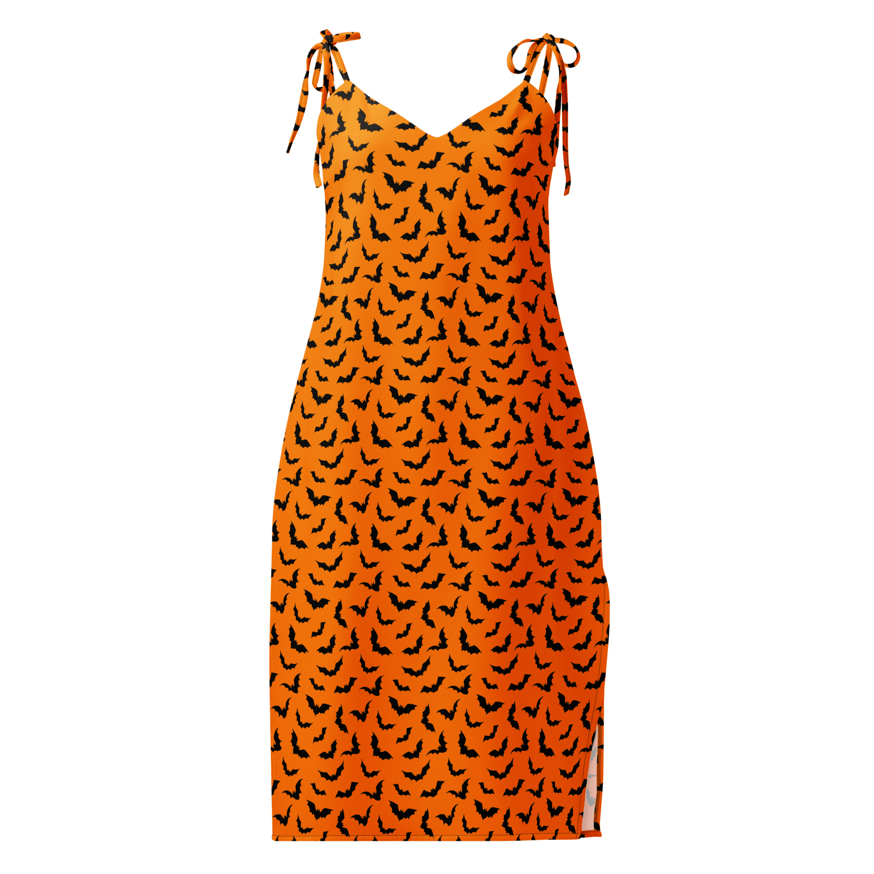 Orange Eclipse Tie Strap Midi Dress (Ready to Ship) - Goth Cloth Co.