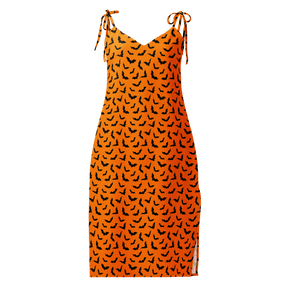 Orange Eclipse Tie Strap Midi Dress (Ready to Ship) - Goth Cloth Co.