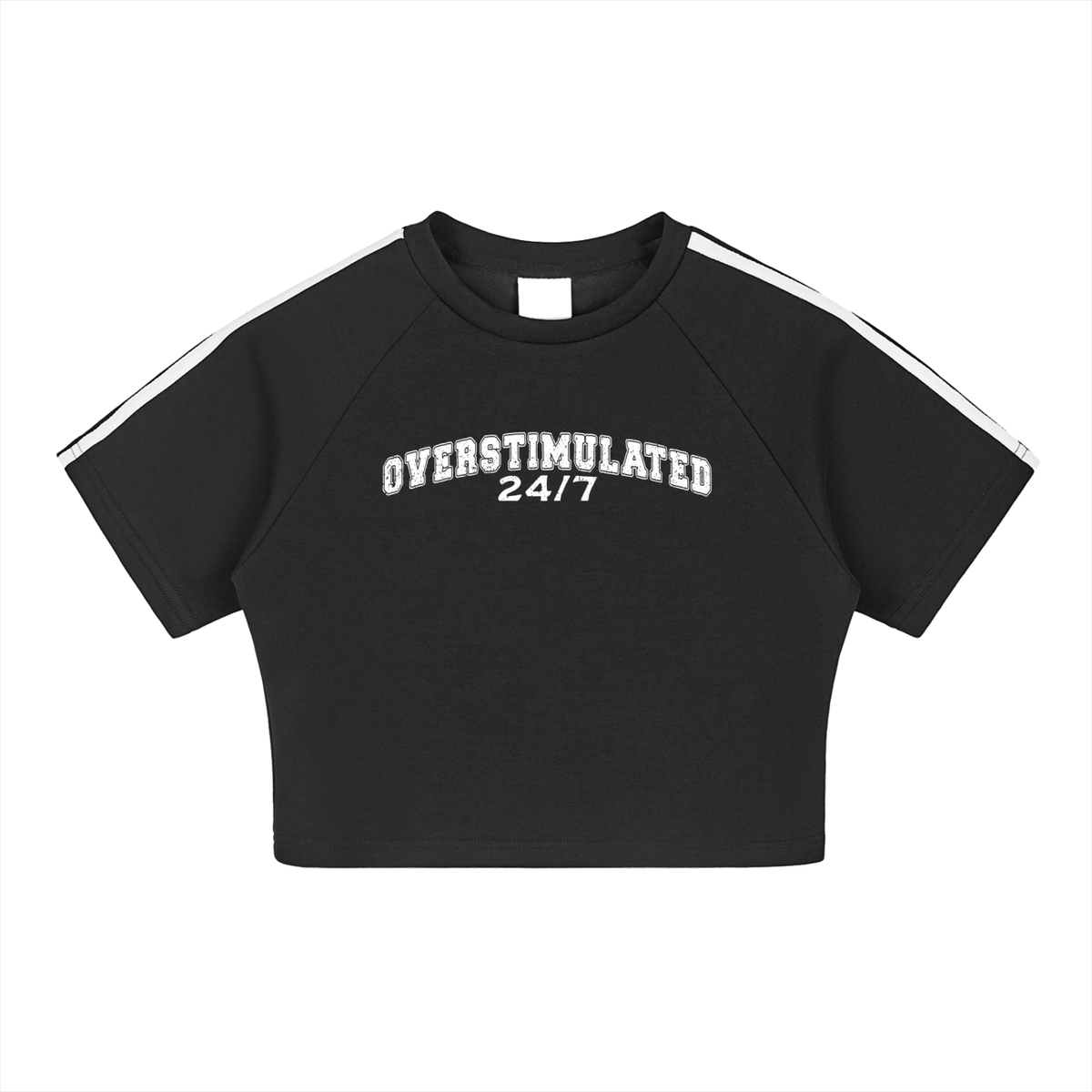 Overstimulated 24/7 Cooling Performance Crop Top (READY TO SHIP) - Goth Cloth Co.