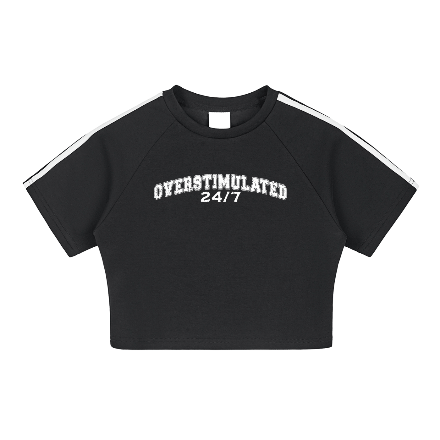 Overstimulated 24/7 Cooling Performance Crop Top (READY TO SHIP) - Goth Cloth Co.