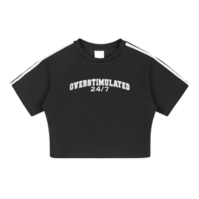 Overstimulated 24/7 Cooling Performance Crop Top (READY TO SHIP) - Goth Cloth Co.