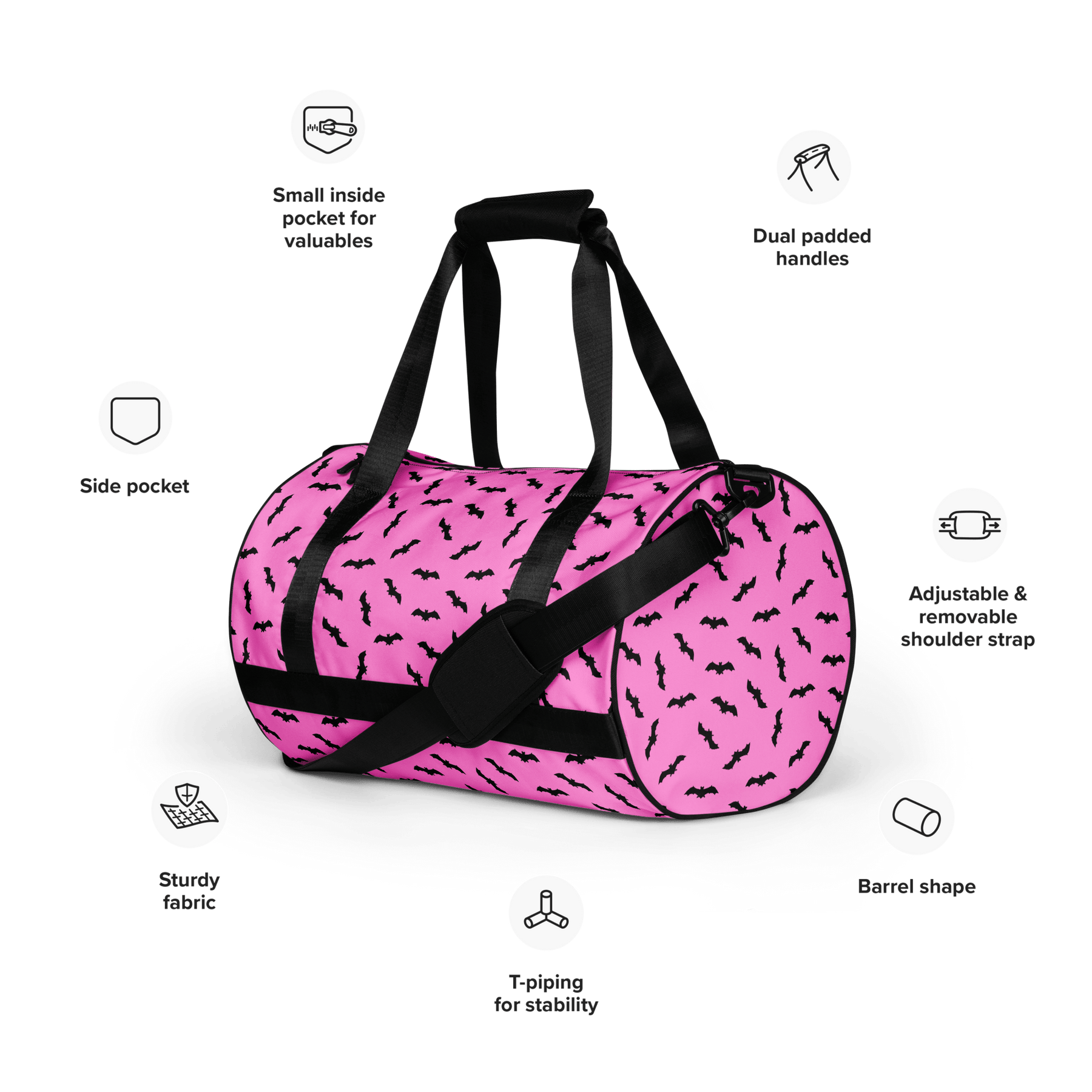 Pink Bats Gym Bag - Goth Cloth Co.7419802_15155