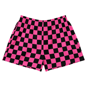 Pink Checkered Unisex Unlined Swim Trunks - Goth Cloth Co.4140229_9804