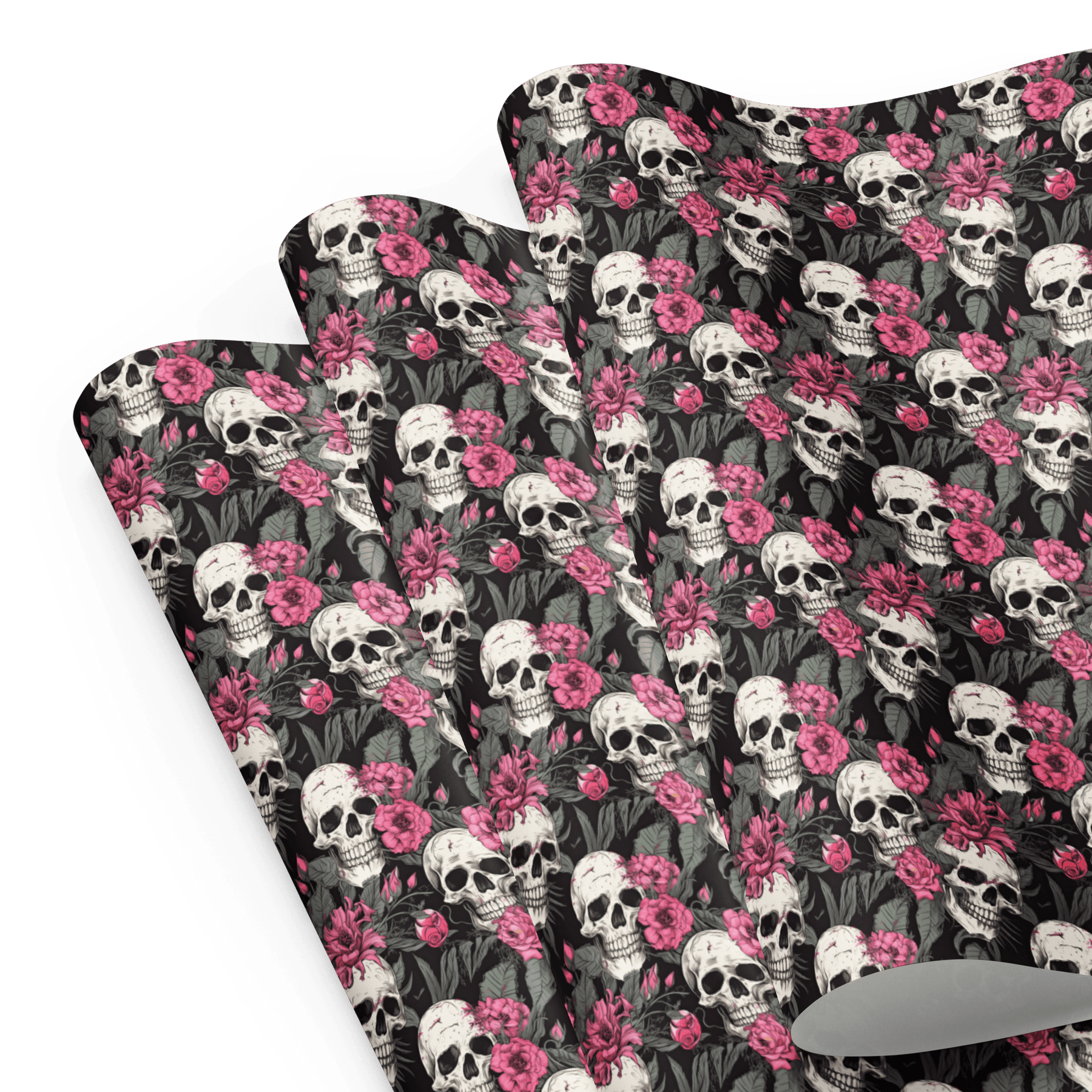 Pink Flowers and Skulls Gift Wrap (3 Sheets) - Goth Cloth Co.1381548_17373