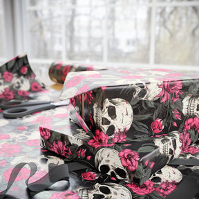 Pink Flowers and Skulls Gift Wrap - Goth Cloth Co.Home Decor25802296462209928532