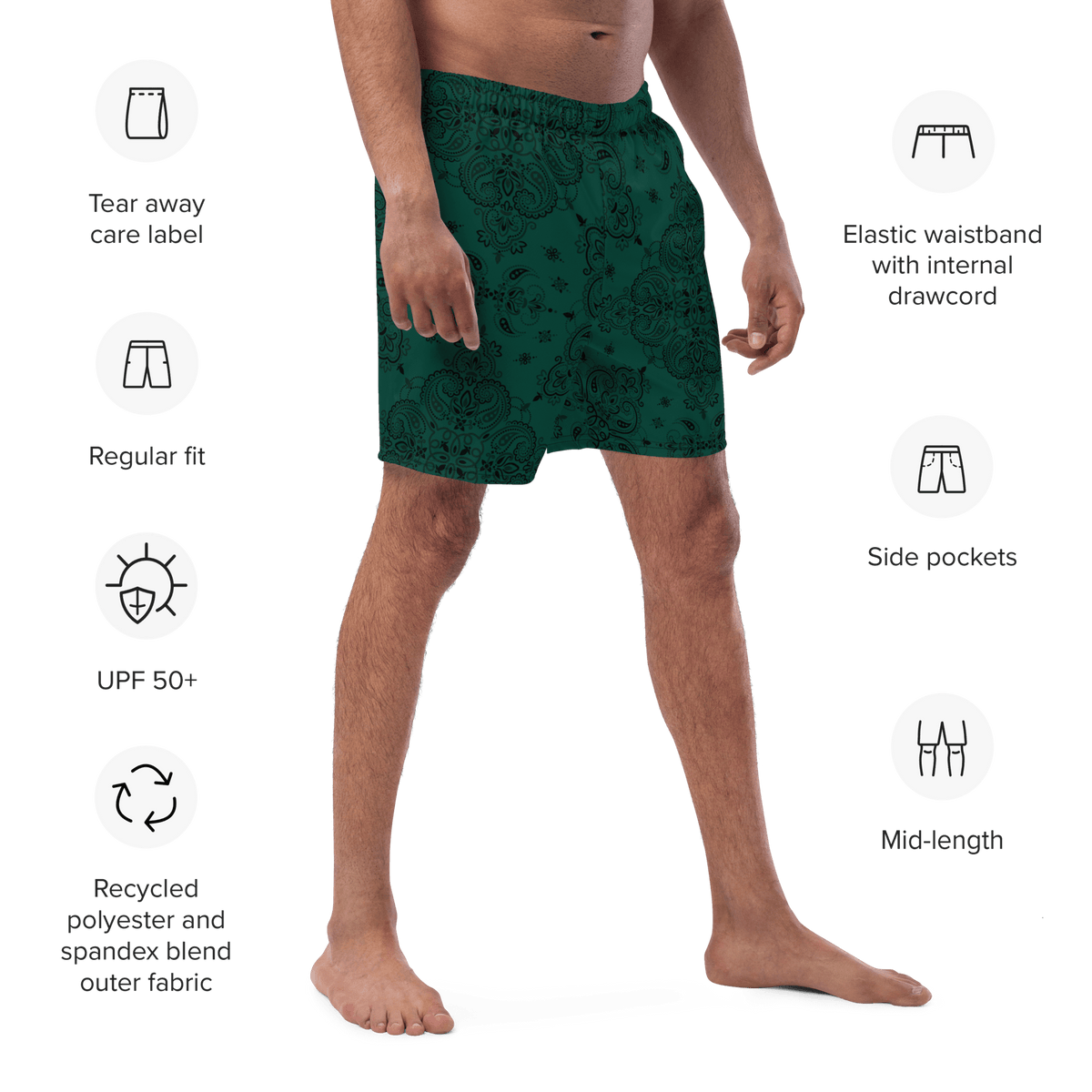 Poison Paisley Men's Lined Swim Trunks - Goth Cloth Co.2778517_14636