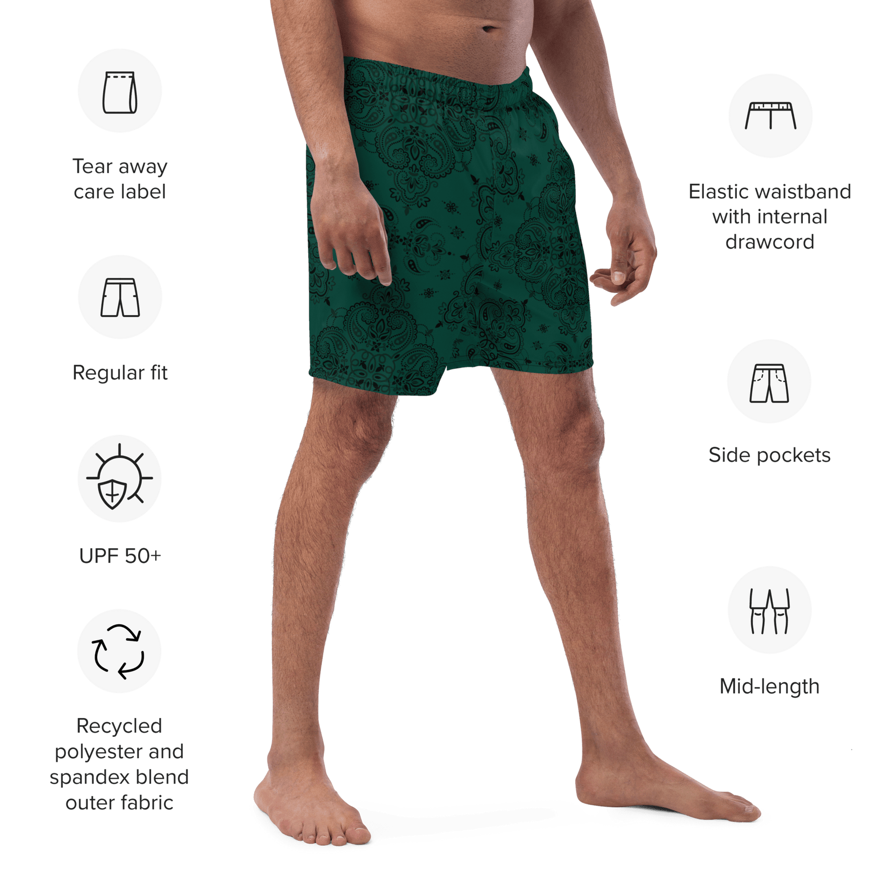 Poison Paisley Men's Lined Swim Trunks - Goth Cloth Co.2778517_14636