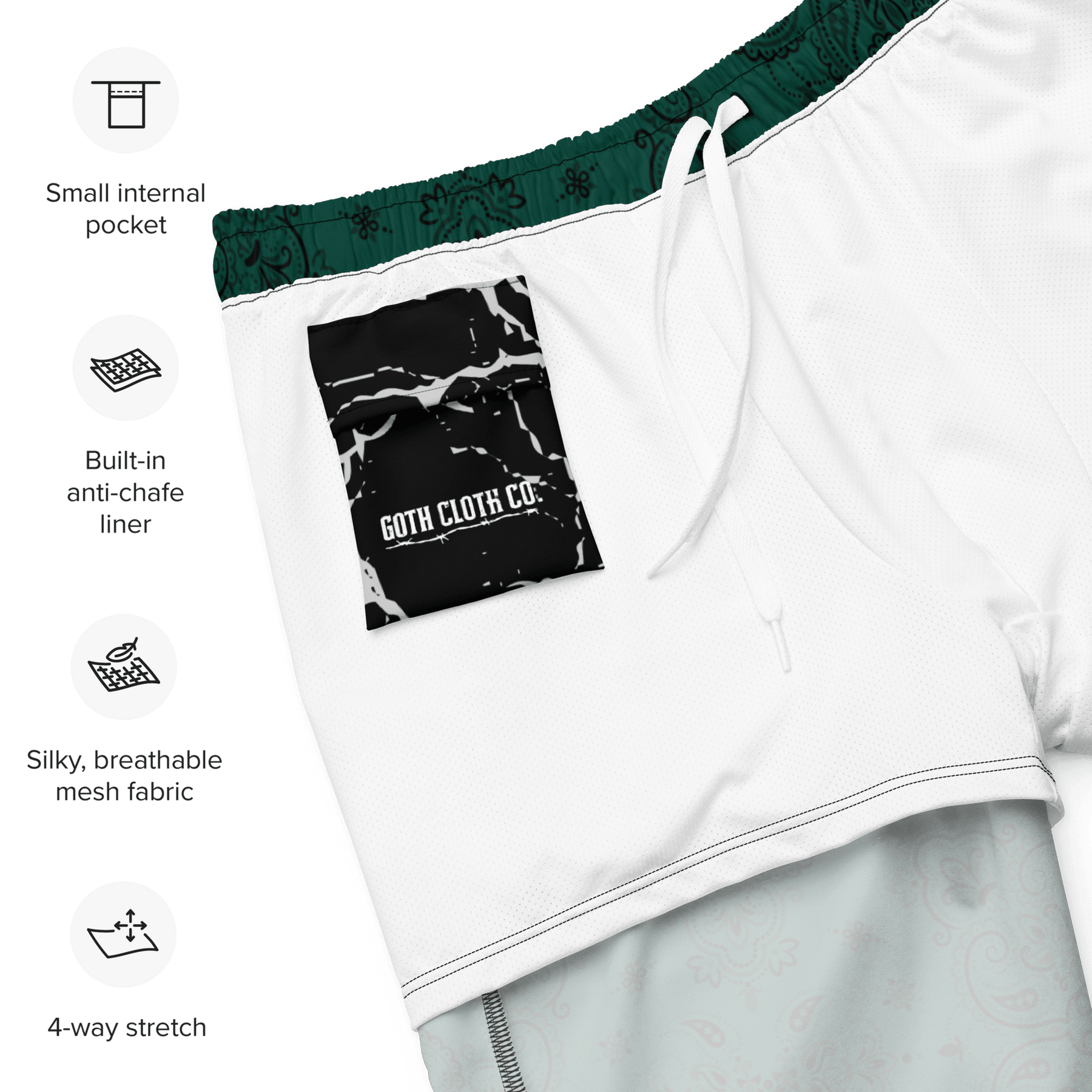 Poison Paisley Men's Lined Swim Trunks - Goth Cloth Co.2778517_14636