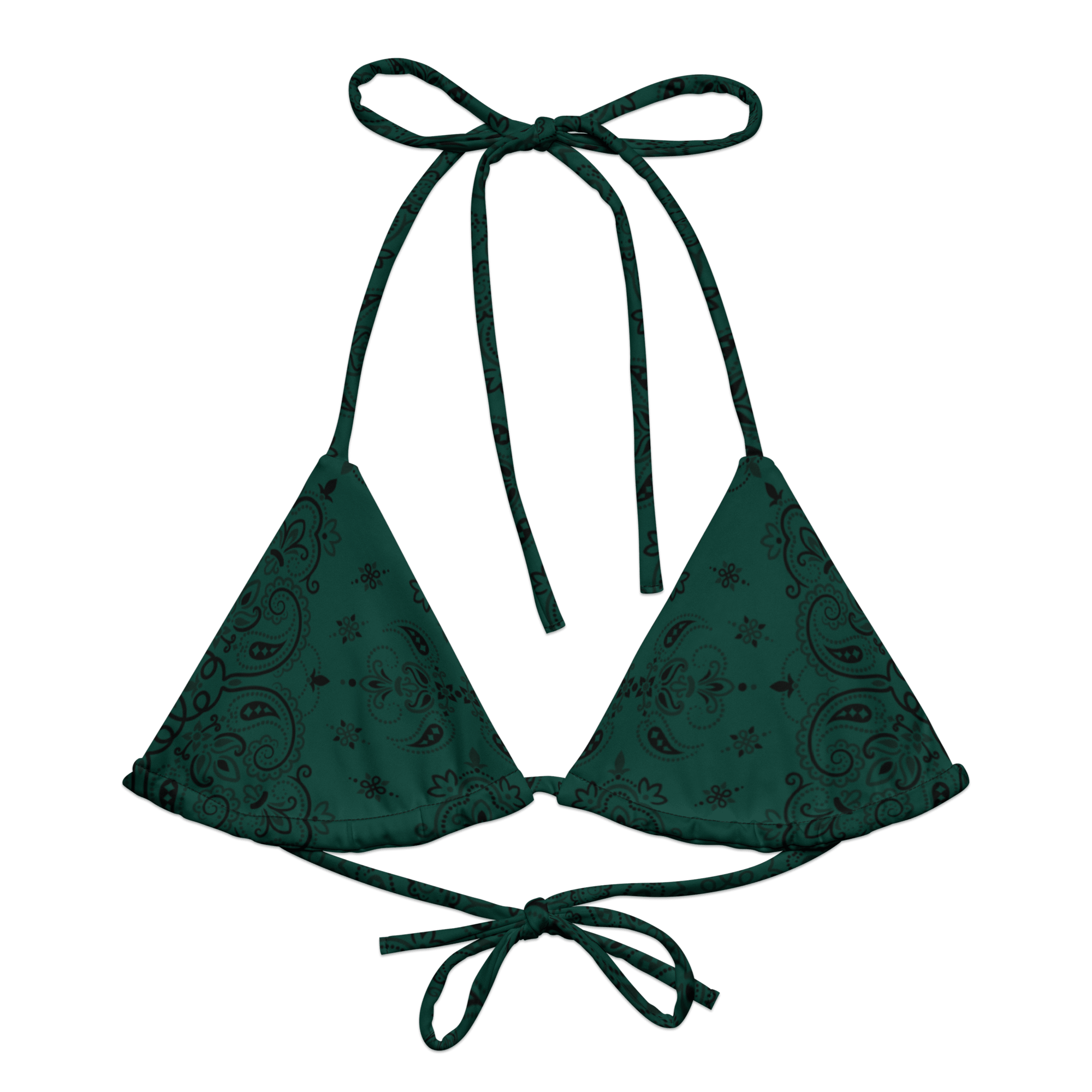 Poison Paisley Green Bandana String Bikini Top | Southern Gothic Swim