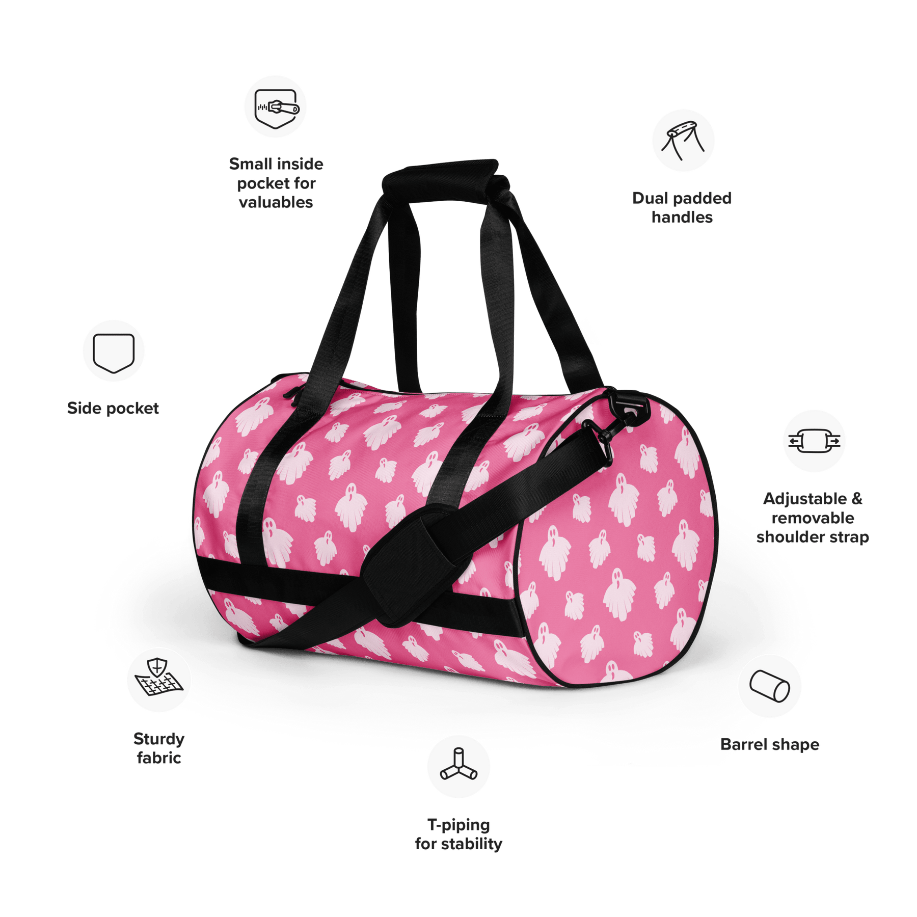 Pretty in Ghosts Gym Bag - Goth Cloth Co.7574572_15155