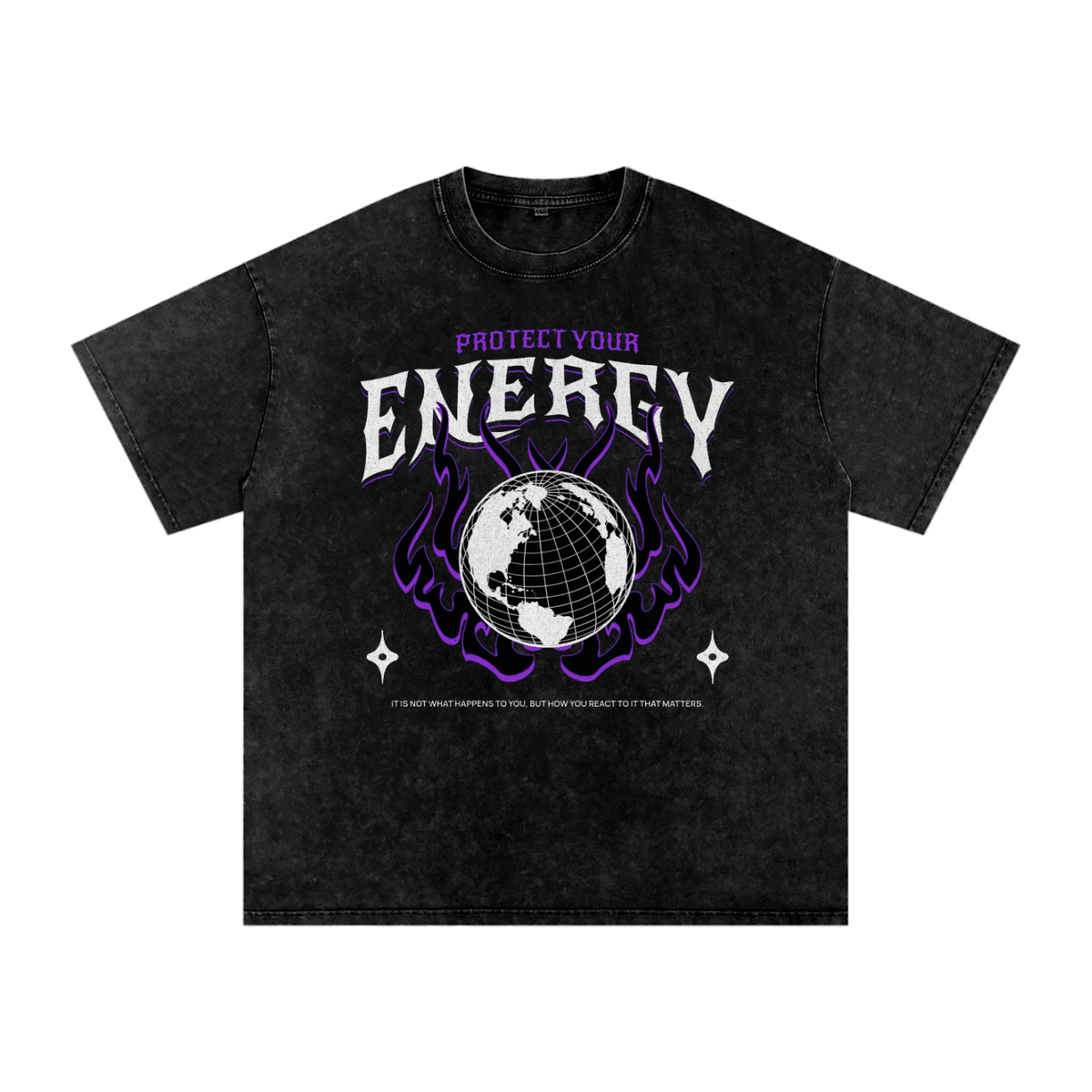 Protect Your Energy Acid Washed Oversized Tee - Goth Cloth Co.260108PODPQ0699001