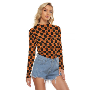 Pumpkin Panic Women's Long Sleeve Mesh Top - Goth Cloth Co.ADS-3WTXWC16-PFCWP-FFFFFF-XS