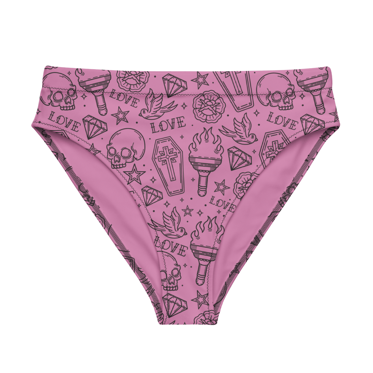 Punk in Pink Sport High - Waisted Bikini Bottom - Goth Cloth Co.9102356_12042