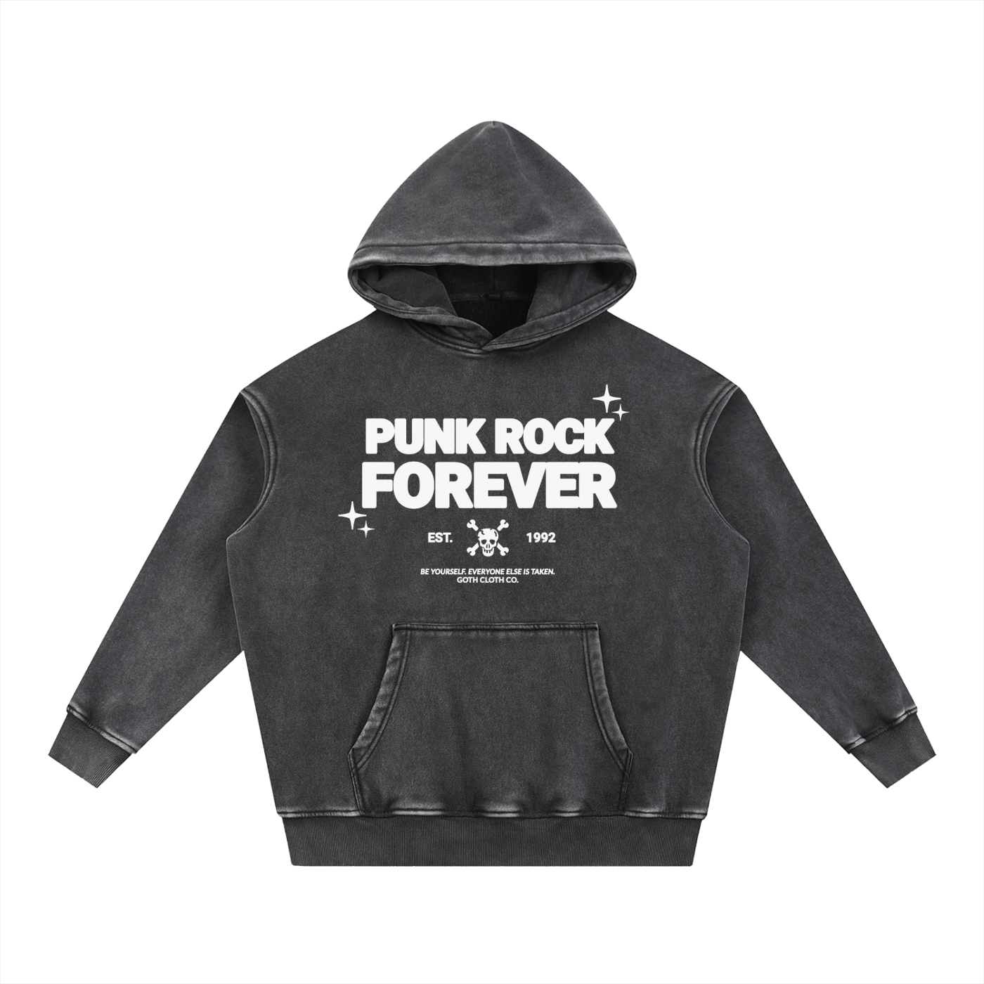 Punk Rock Forever Acid Wash Hoodie - Goth Cloth Co.251218PODRB1522001