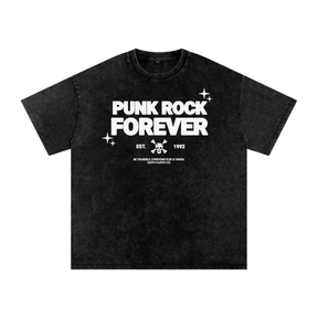 Punk Rock Forever Snow Washed Oversized Cotton T-Shirt - Goth Cloth Co.251218PODPQ1534001