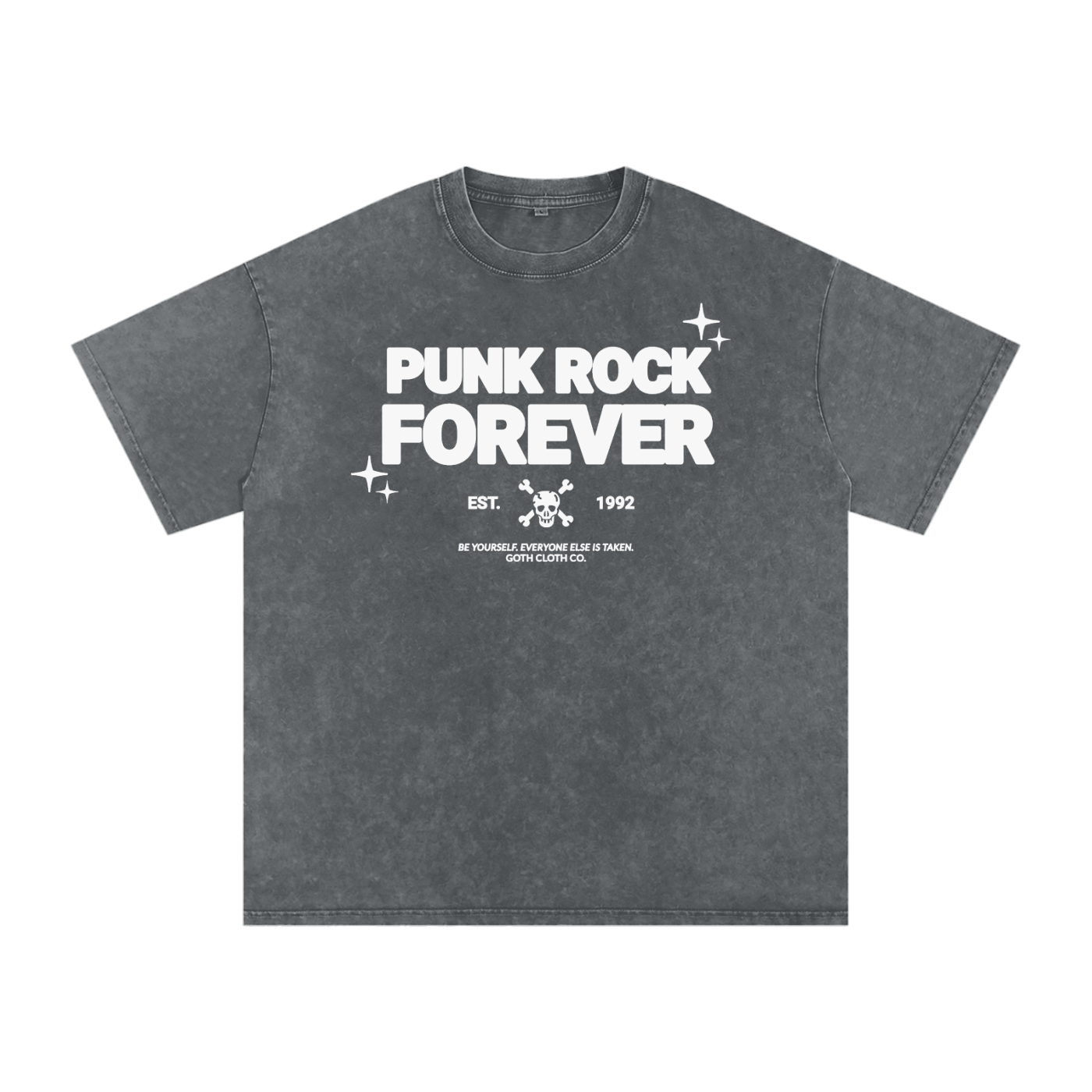 Punk Rock Forever Snow Washed Oversized Cotton T-Shirt - Goth Cloth Co.251218PODPQ1534007