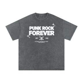 Punk Rock Forever Snow Washed Oversized Cotton T-Shirt - Goth Cloth Co.251218PODPQ1534007