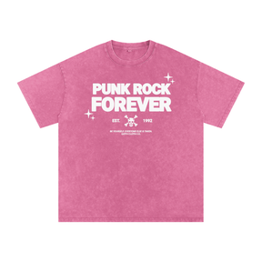 Punk Rock Forever Snow Washed Oversized Cotton T-Shirt - Goth Cloth Co.251218PODPQ1534025
