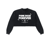 Punk Rock Forever Snow Washed Raw Edge Cropped Sweatshirt - Goth Cloth Co.251218PODBE1543001