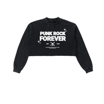 Punk Rock Forever Snow Washed Raw Edge Cropped Sweatshirt - Goth Cloth Co.251218PODBE1543001
