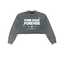 Punk Rock Forever Snow Washed Raw Edge Cropped Sweatshirt - Goth Cloth Co.251218PODBE1543005