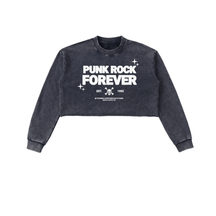 Punk Rock Forever Snow Washed Raw Edge Cropped Sweatshirt - Goth Cloth Co.251218PODBE1543009