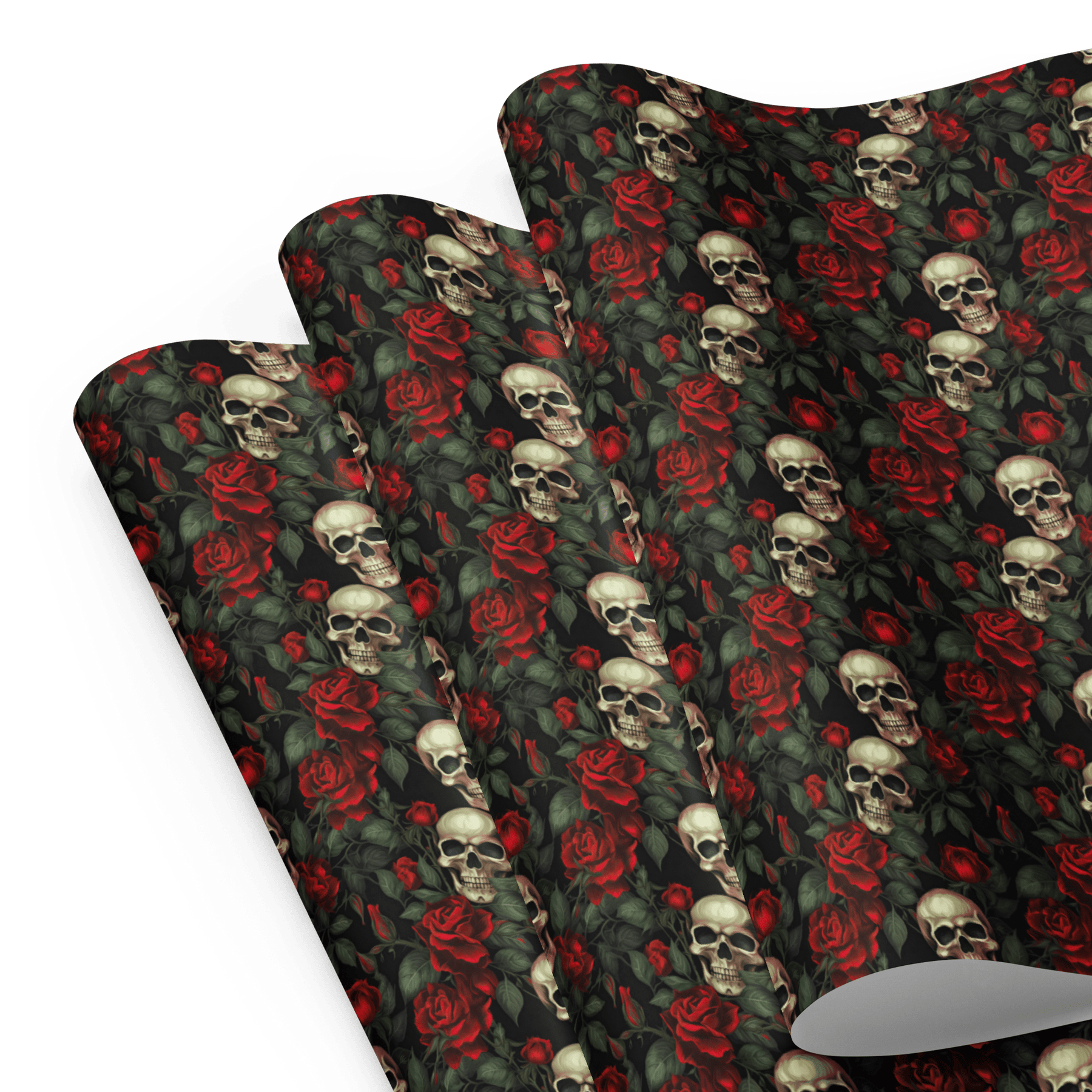 Red Rose and Skull Gift Wrap (3 Sheets) - Goth Cloth Co.8496246_17373