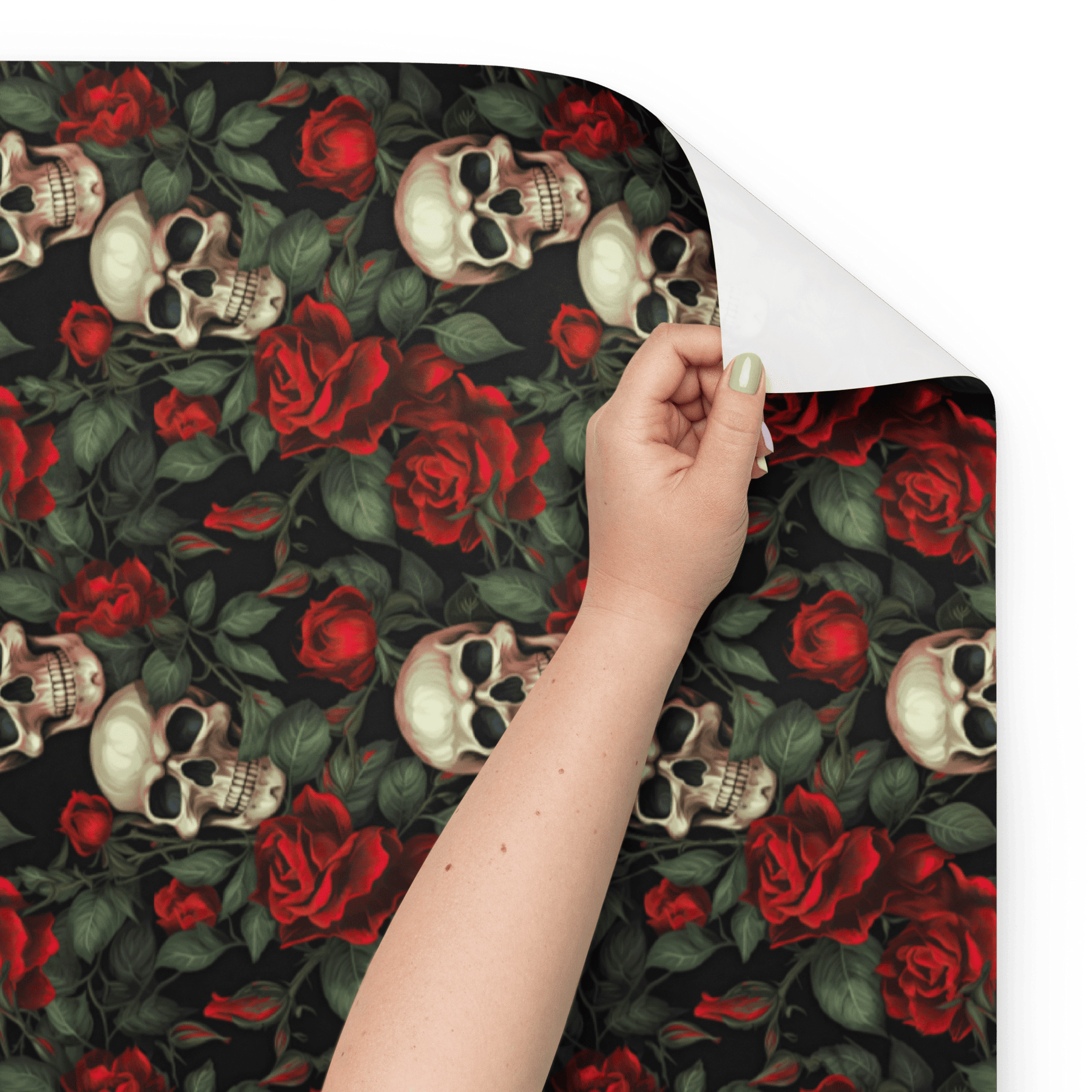 Red Rose and Skull Gift Wrap (3 Sheets) - Goth Cloth Co.8496246_17373