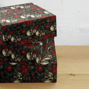 Red Rose and Skull Gift Wrap (3 Sheets) - Goth Cloth Co.8496246_17373