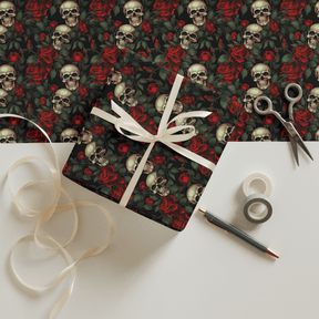 Red Rose and Skull Gift Wrap (3 Sheets) - Goth Cloth Co.8496246_17373