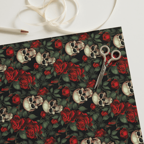 Red Rose and Skull Gift Wrap (3 Sheets) - Goth Cloth Co.8496246_17373