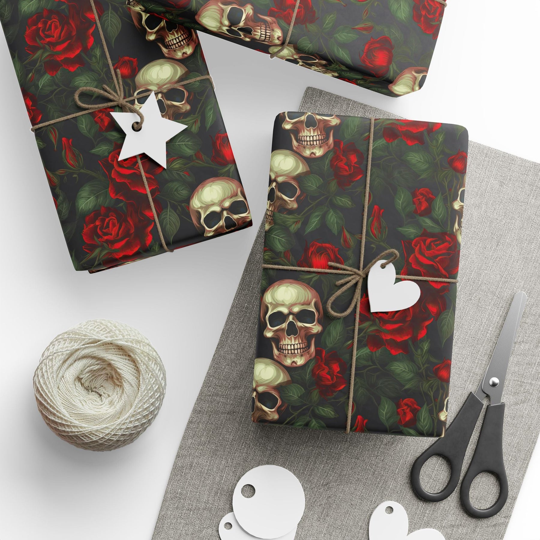Red Rose and Skull Gift Wrap - Goth Cloth Co.Home Decor65590153835977600861