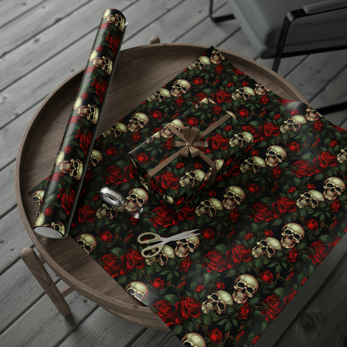 Red Rose and Skull Gift Wrap - Goth Cloth Co.Home Decor80165526692139818132