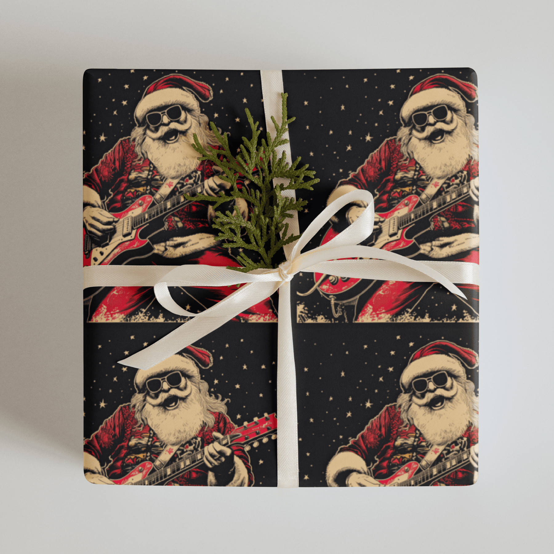 Rock - n - Roll Santa Gift Wrap (3 Sheets) - Goth Cloth Co.3059445_17373