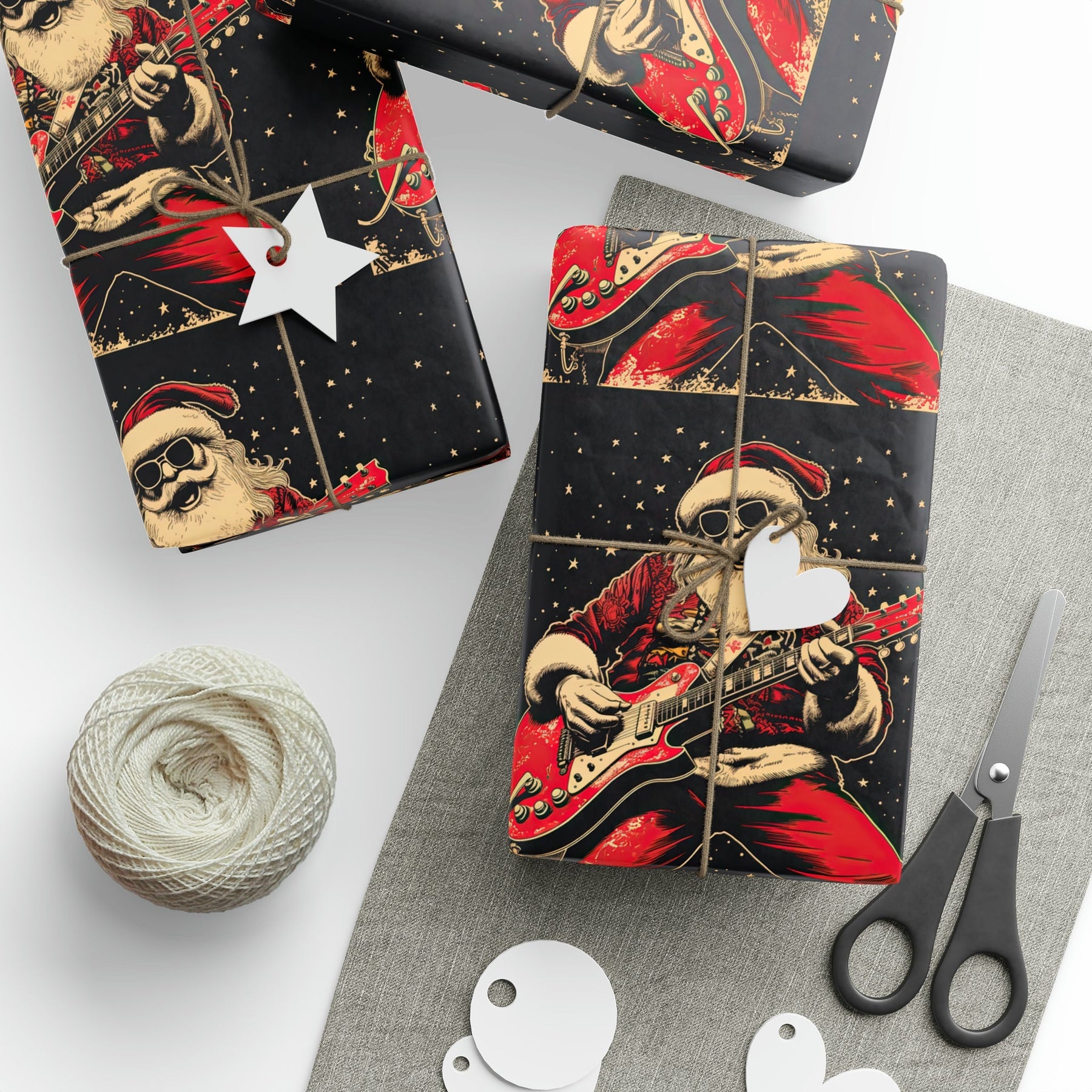 Rock - n - Roll Santa Gift Wrap (3 Sheets) - Goth Cloth Co.3059445_17373