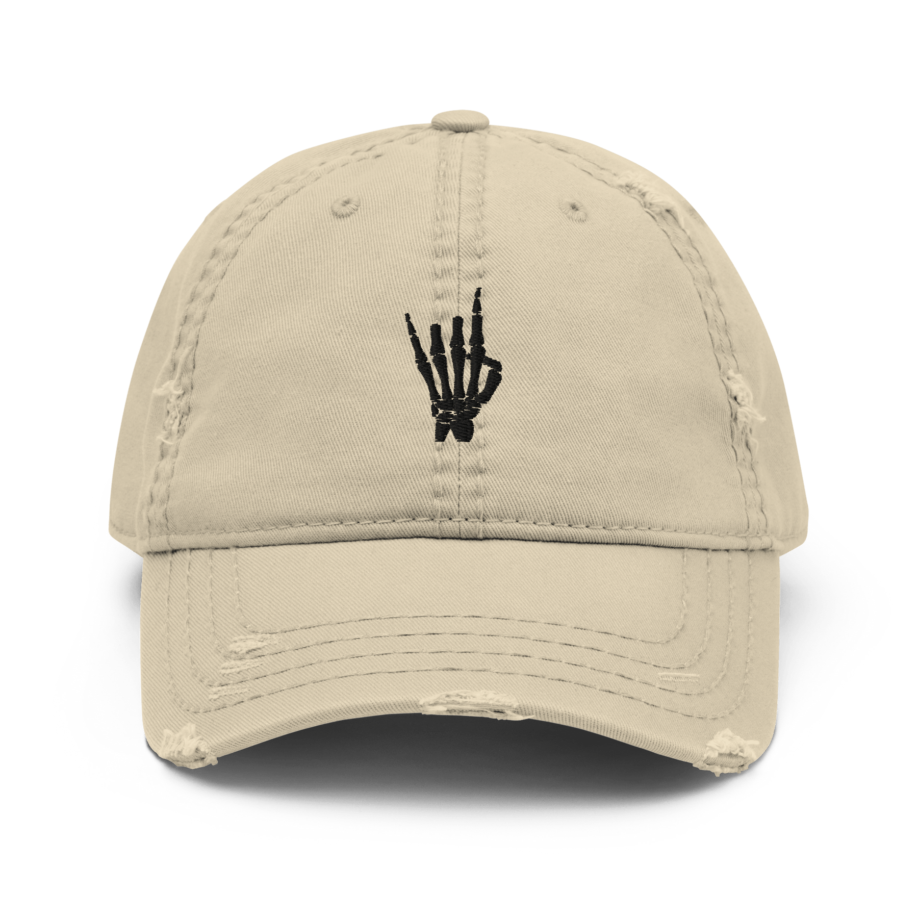 Rock On Skeleton Distressed Dad Hat - Goth Cloth Co.3796402_10993