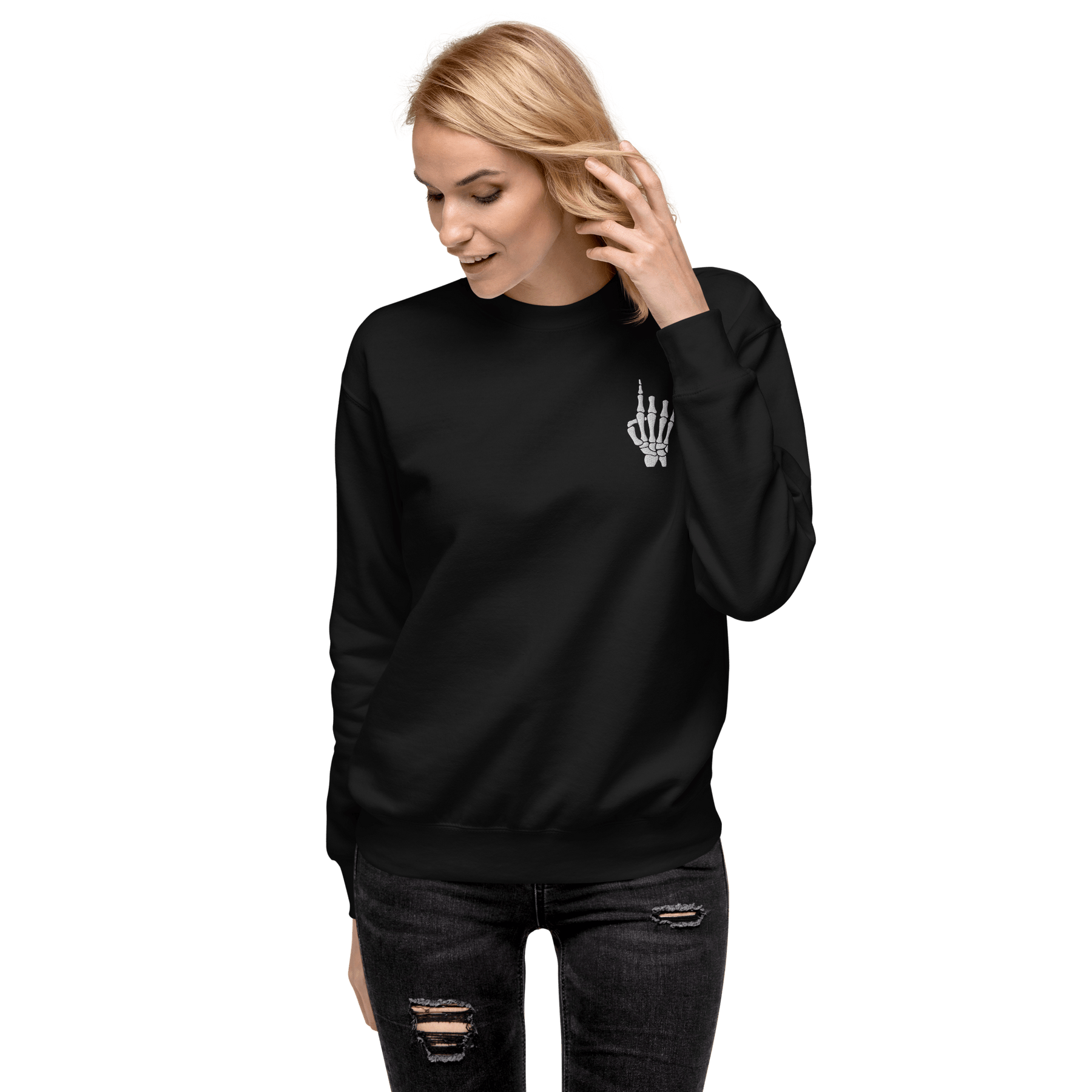 Rock On Skeleton Embroidered Sweatshirt - Goth Cloth Co.7532513_11259