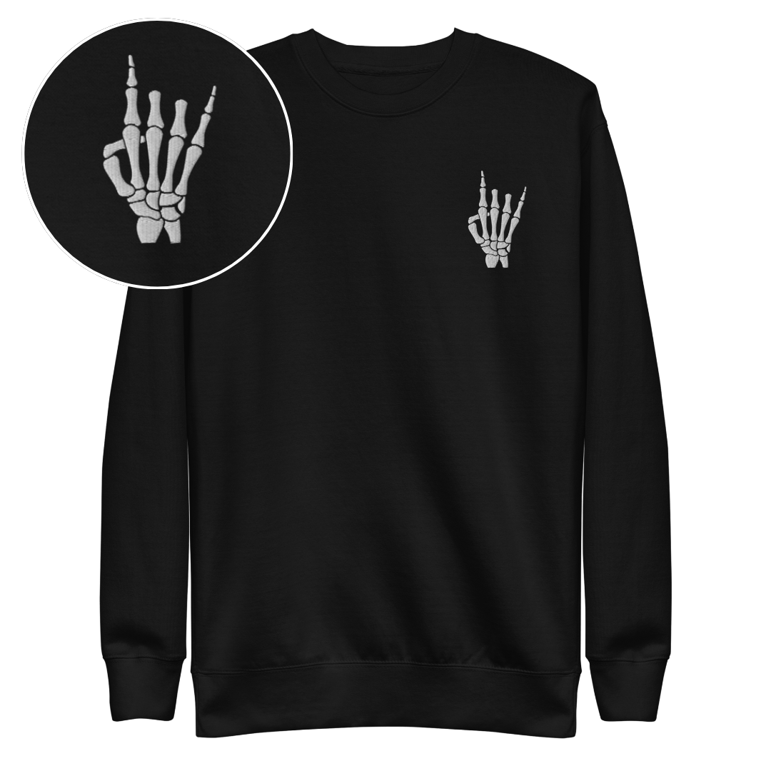 Rock On Skeleton Embroidered Sweatshirt - Goth Cloth Co.Sweatshirts7532513_11254