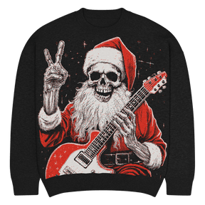 Rocker Santa Knit Crewneck Sweater (Ready to Ship) - Goth Cloth Co.