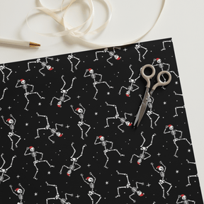 Santa Skeleton Dance Spooky Gift Wrap (3 Sheets) - Goth Cloth Co.9049589_17373