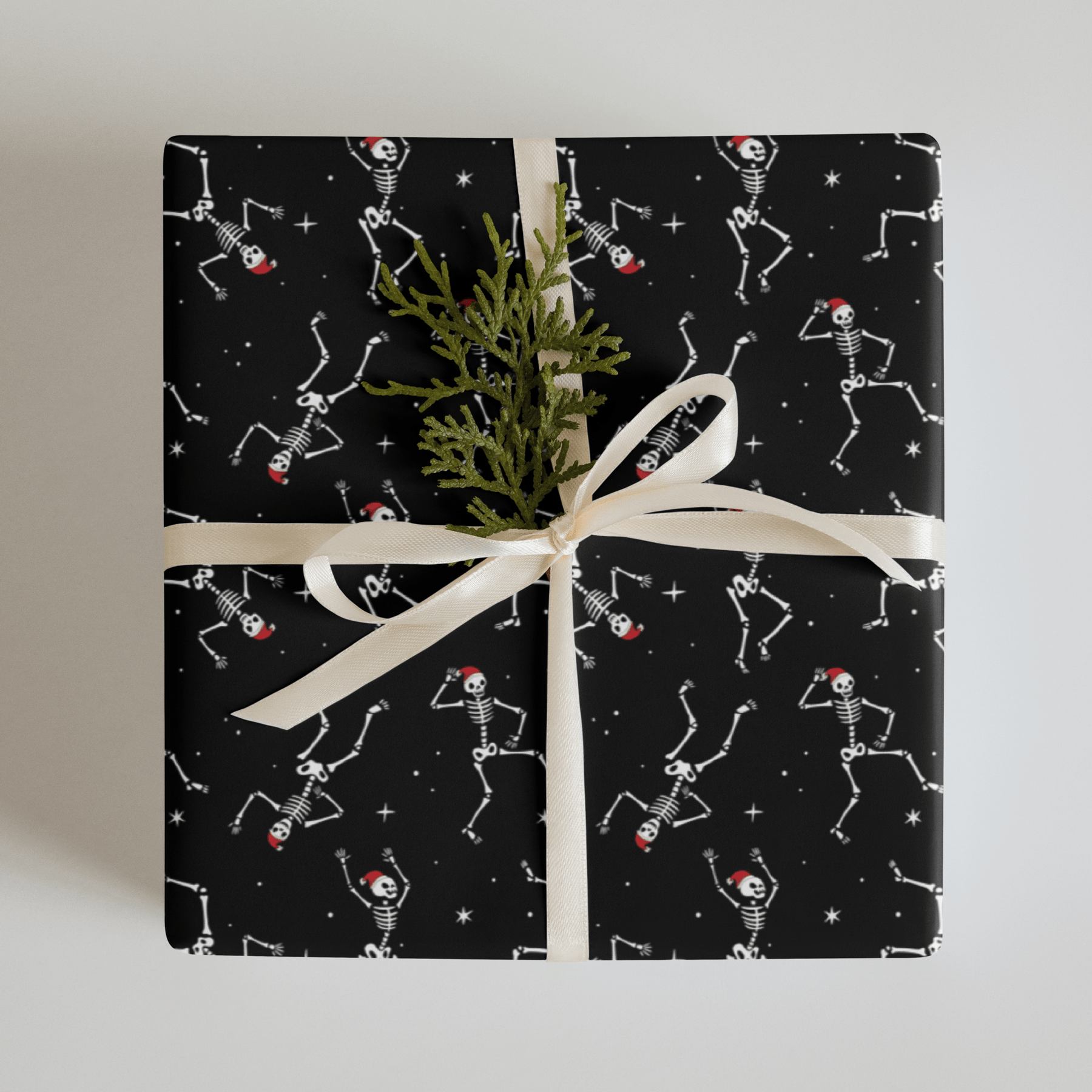 Santa Skeleton Dance Spooky Gift Wrap (3 Sheets) - Goth Cloth Co.9049589_17373