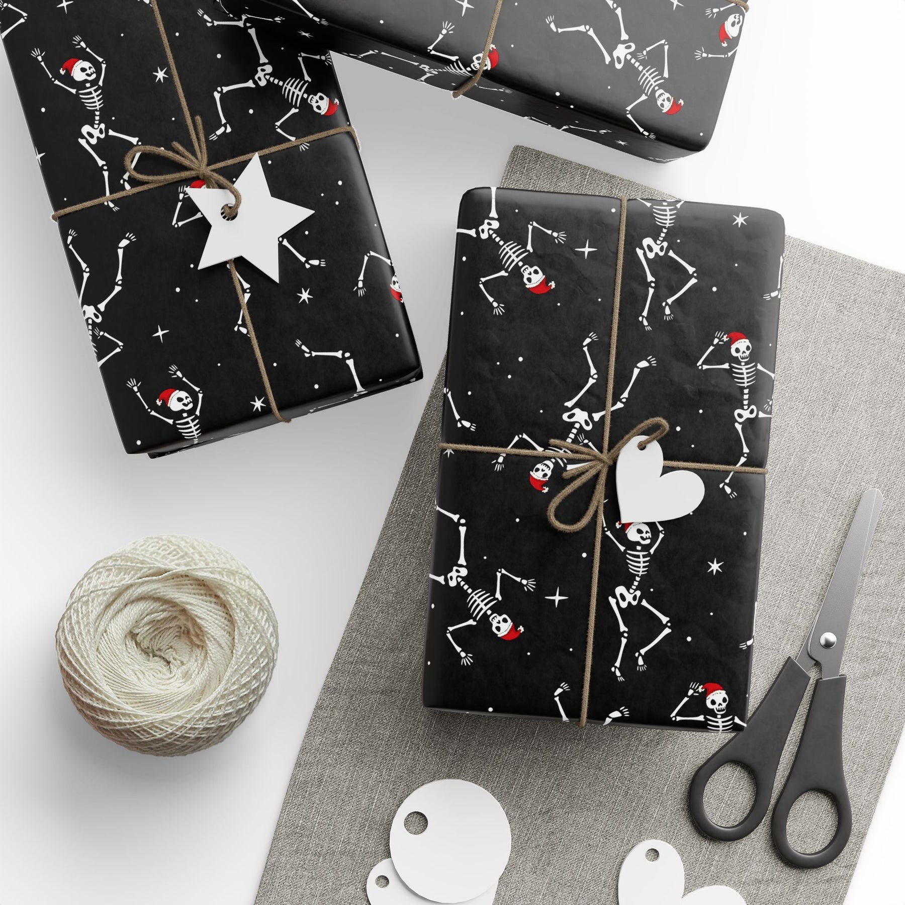 Santa Skeleton Dance Spooky Gift Wrap (3 Sheets) - Goth Cloth Co.9049589_17373