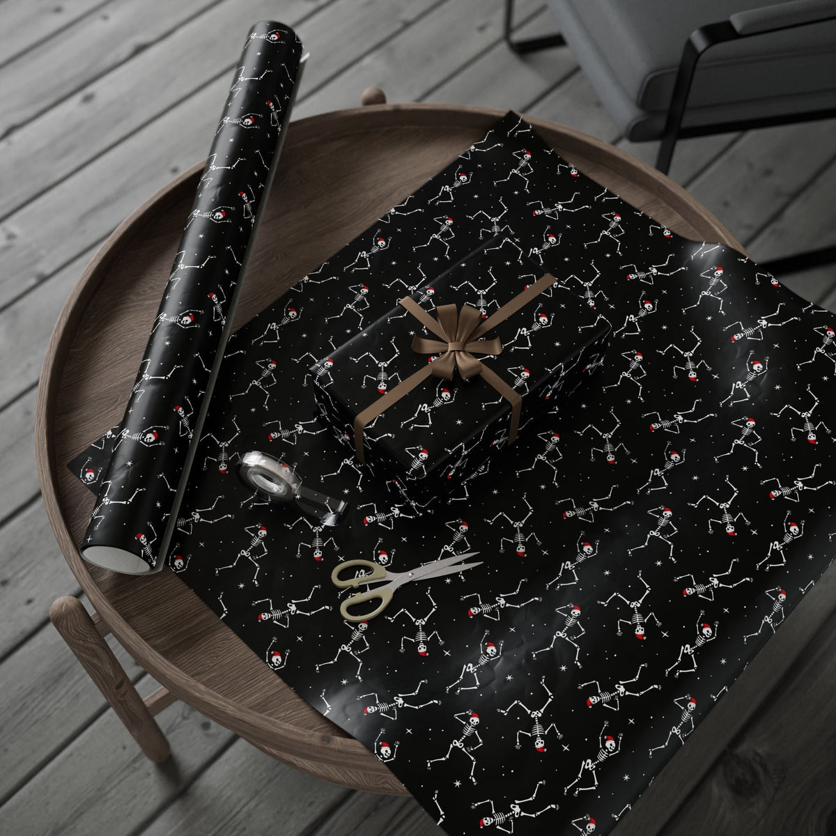 Santa Skeleton Dance Spooky Gift Wrap - Goth Cloth Co.Home Decor64269051210716806413
