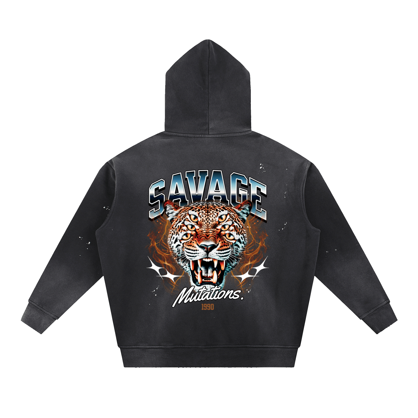 Savage Mutations Grunge Frayed Fleece Hoodie - Goth Cloth Co.251219PODRB0464001