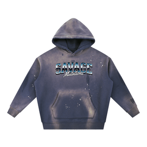 Savage Mutations Grunge Frayed Fleece Hoodie - Goth Cloth Co.251219PODRB0464006