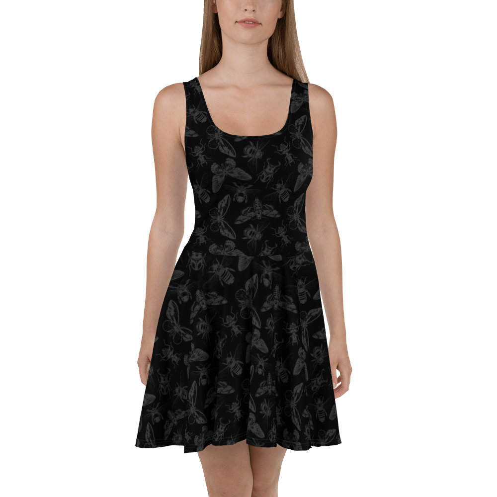 skater dress goth Grey Skeletons Skater Dress, Cute Halloween Dress for Women, Gothic Dress, Goth Clothing, Skeletons Spooky Dress, Aesthetic Circle Dress