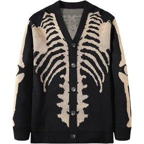 Skeleton Button Up Unisex Cardigan - Goth Cloth Co.