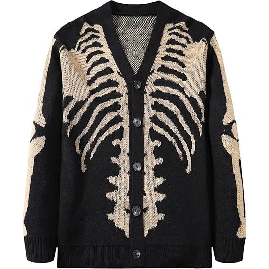Skeleton Button Up Unisex Cardigan - Goth Cloth Co.